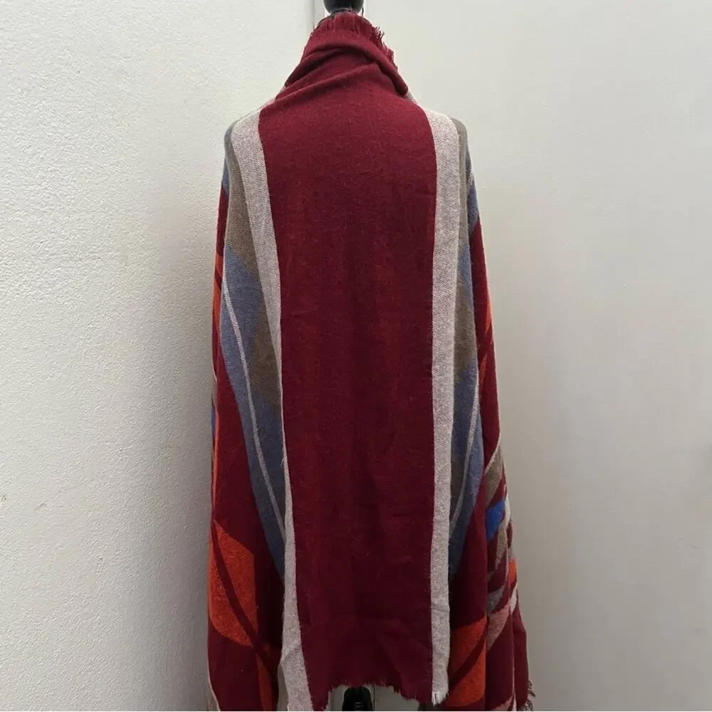 Southwestern Multicolored Cozy Wrap, Geometric Design, Perfect for Cool Nights